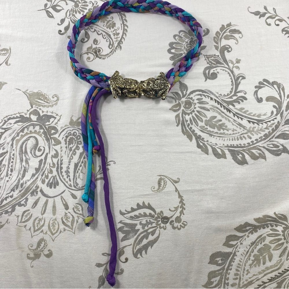 Vintage Kissing Frogs Boho Hippie
Braided Fabric &‎ Cord Waist Accent
Belt